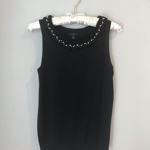 Ann Taylor Black w/Pearl Detail Sleeveless Top XSP